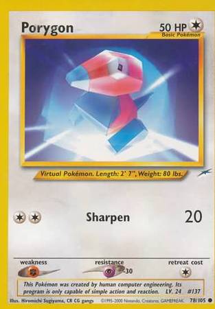Porygon (78/105) [Neo Destiny Unlimited] - PCA Designer Toys