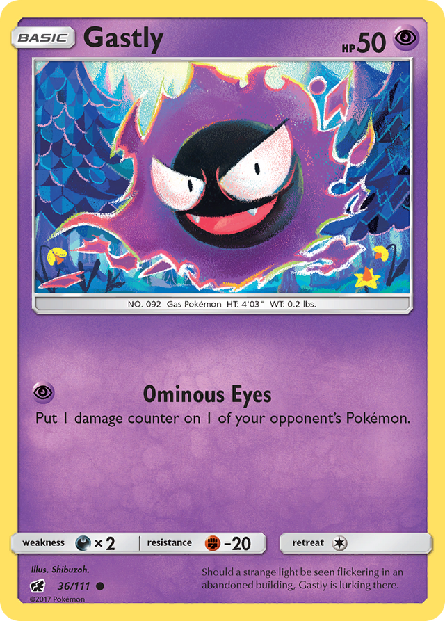 Gastly (36/111) [Sun & Moon: Crimson Invasion] - PCA Designer Toys