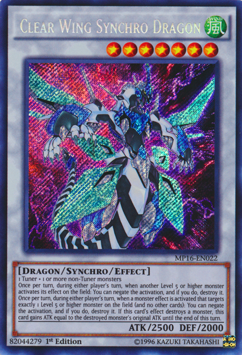 Clear Wing Synchro Dragon [MP16-EN022] Secret Rare - PCA Designer Toys