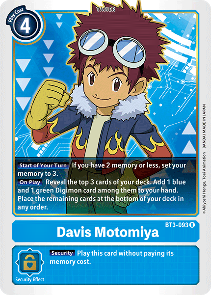 Davis Motomiya [BT3-093] [Release Special Booster Ver.1.5] - PCA Designer Toys