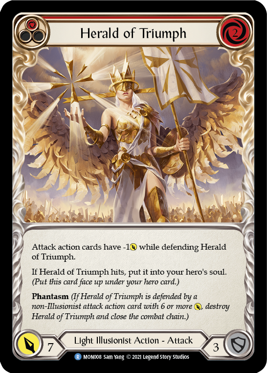 Herald of Triumph (Red) [MON008-RF] (Monarch)  1st Edition Rainbow Foil - PCA Designer Toys