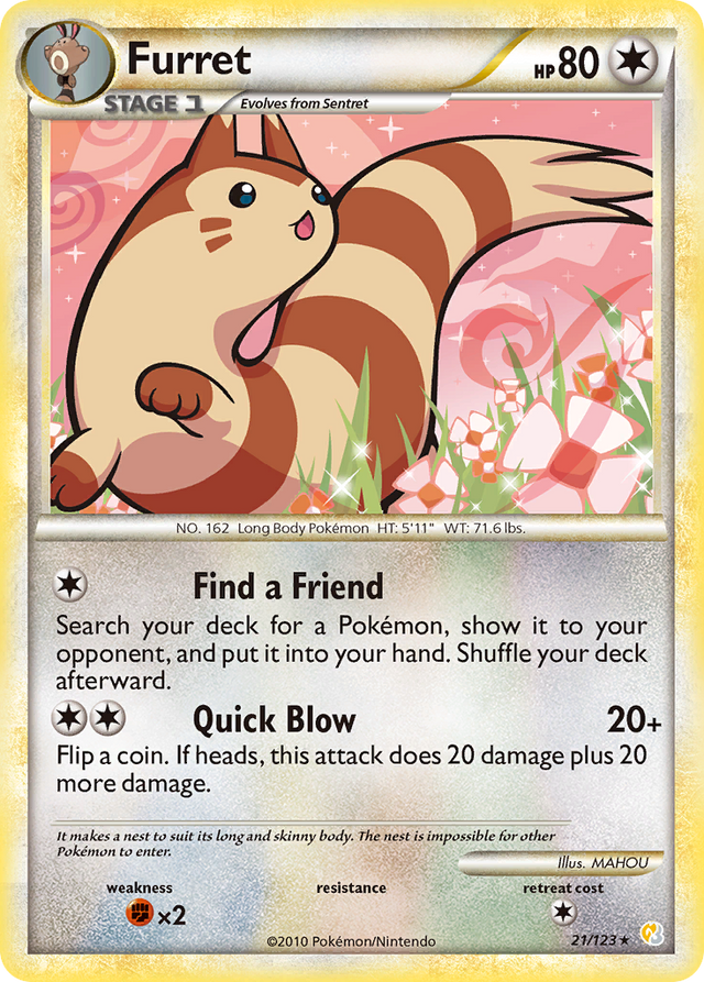 Furret (21/123) [HeartGold & SoulSilver: Base Set] - PCA Designer Toys
