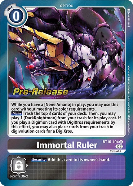 Immortal Ruler [BT10-104] [Xros Encounter Pre-Release Cards] - PCA Designer Toys