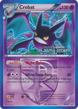 Crobat Team Plasma (BW51) (Staff Prerelease Promo) [Black & White: Black Star Promos] - PCA Designer Toys