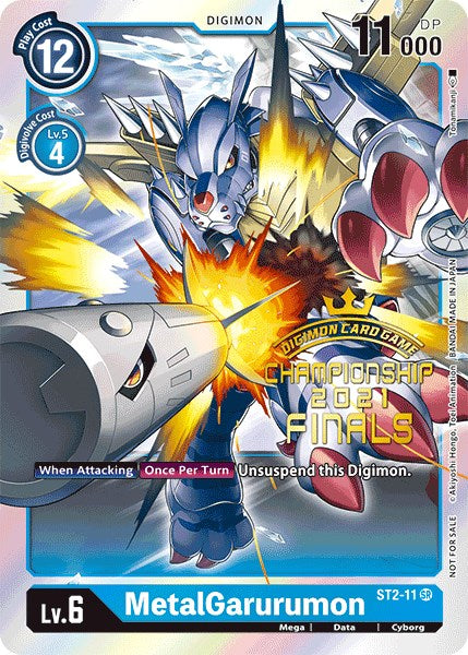 MetalGarurumon [ST2-11] (2021 Championship Finals Event Pack Alt-Art Gold Stamp Set) [Starter Deck: Cocytus Blue Promos] - PCA Designer Toys