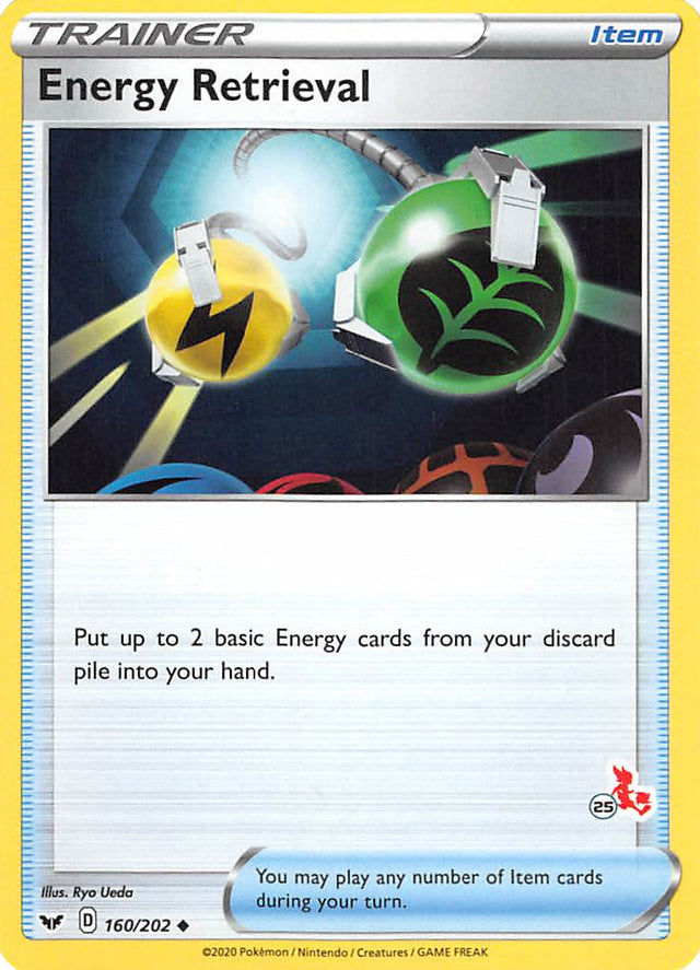 Energy Retrieval (160/202) (Cinderace Stamp #25) [Battle Academy 2022] - PCA Designer Toys