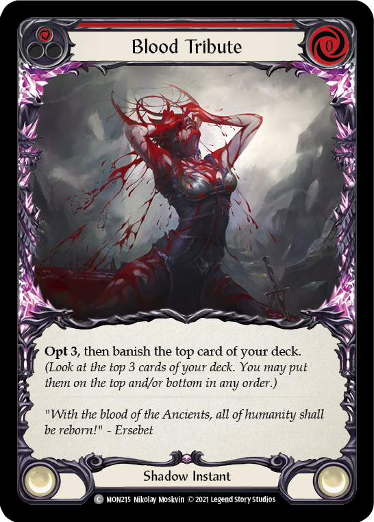 Blood Tribute (Red) [MON215-RF] (Monarch)  1st Edition Rainbow Foil - PCA Designer Toys