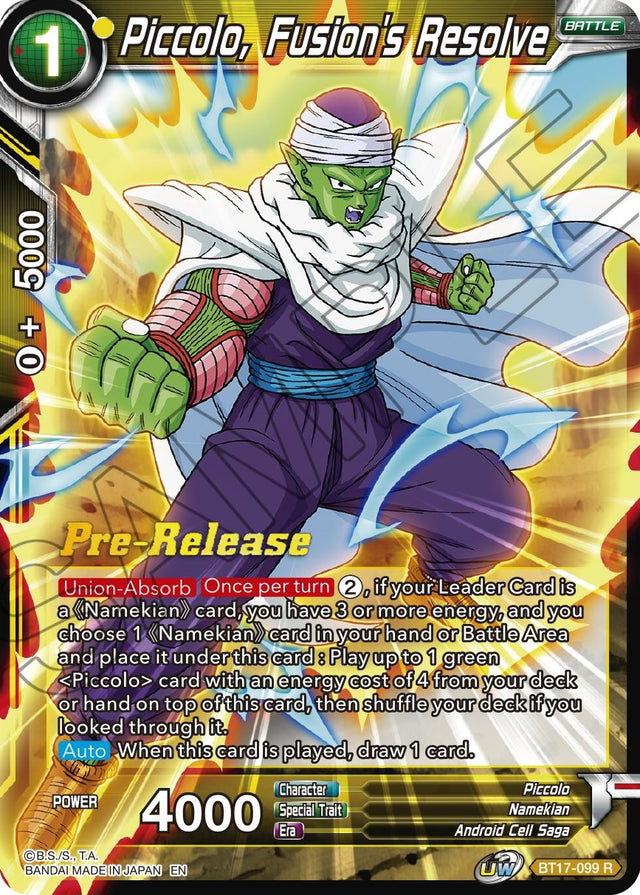 Piccolo, Fusion's Resolve (BT17-099) [Ultimate Squad Prerelease Promos] - PCA Designer Toys