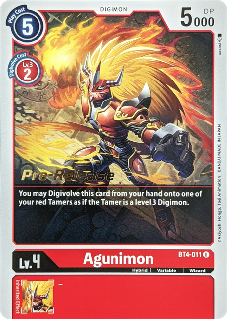 Agunimon [BT4-011] [Great Legend Pre-Release Promos] - PCA Designer Toys