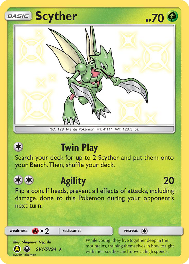 Scyther (SV1/SV94) [Sun & Moon: Hidden Fates - Shiny Vault] - PCA Designer Toys