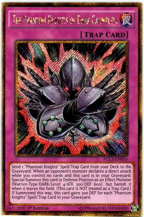 The Phantom Knights of Dark Gauntlets [PGL3-EN016] Gold Secret Rare - PCA Designer Toys