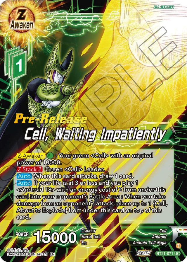 Cell, Waiting Impatiently (BT21-071) [Wild Resurgence Pre-Release Cards] - PCA Designer Toys