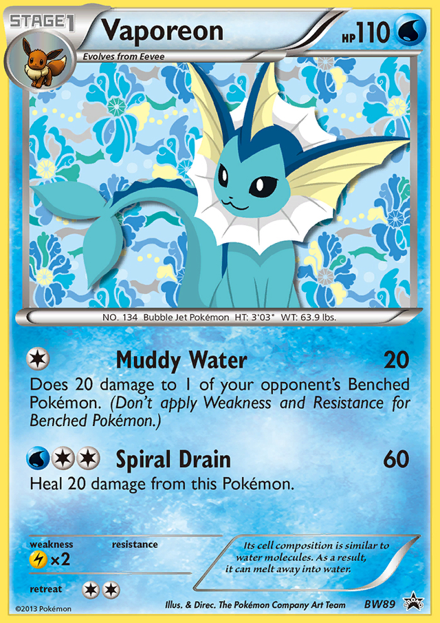 Vaporeon (BW89) [Black & White: Black Star Promos] - PCA Designer Toys
