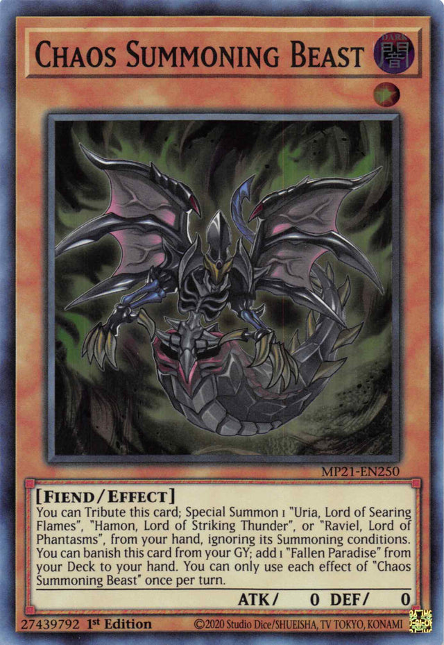 Chaos Summoning Beast [MP21-EN250] Super Rare - PCA Designer Toys