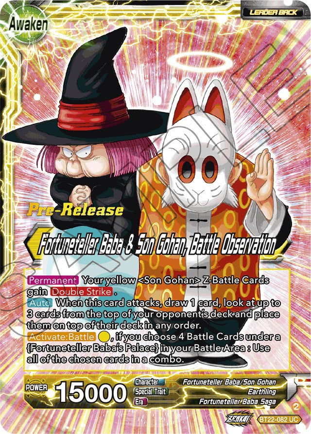 Fortuneteller Baba // Fortuneteller Baba & Son Gohan, Battle Observation (BT22-082) [Critical Blow Prerelease Promos] - PCA Designer Toys
