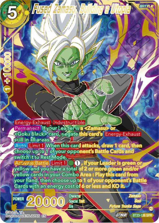 Fused Zamasu, Building a Utopia (SPR) (BT23-136) [Perfect Combination] - PCA Designer Toys