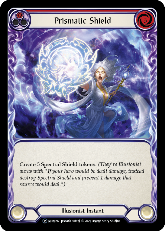 Prismatic Shield (Red) [U-MON092-RF] (Monarch Unlimited)  Unlimited Rainbow Foil - PCA Designer Toys