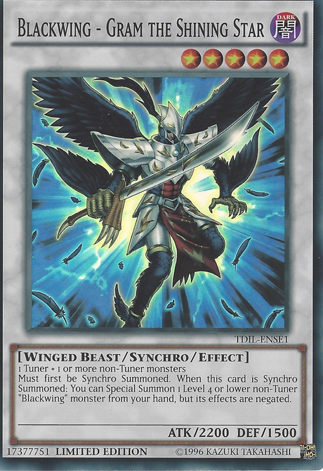 Blackwing - Gram the Shining Star [TDIL-ENSE1] Super Rare - PCA Designer Toys