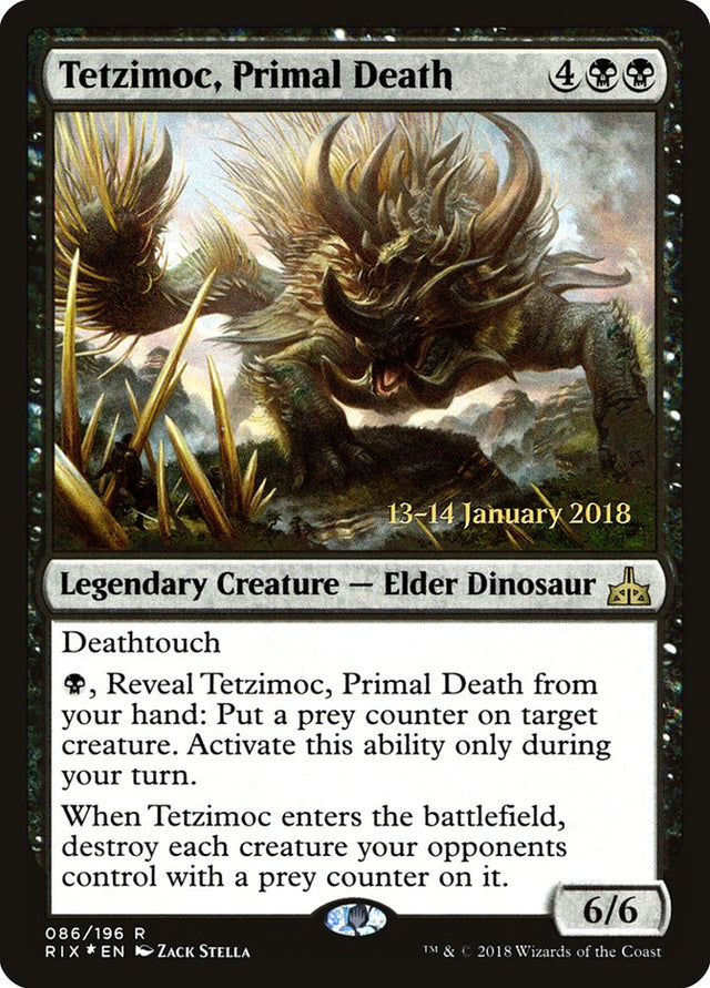 Tetzimoc, Primal Death [Rivals of Ixalan Prerelease Promos] - PCA Designer Toys