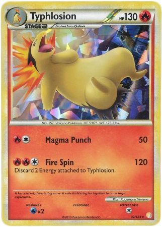 Typhlosion (32/123) (Cracked Ice Holo) [HeartGold & SoulSilver: Base Set] - PCA Designer Toys