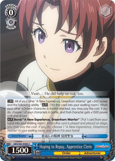 Hoping to Repay, Apprentice Cleric (GBS/S63-E085 C) [Goblin Slayer] - PCA Designer Toys