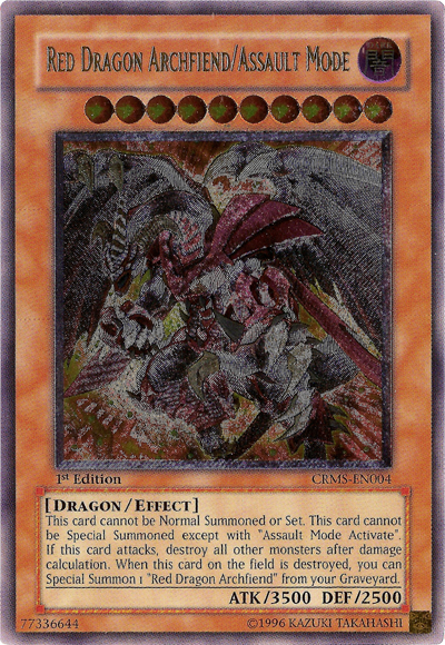 Red Dragon Archfiend/Assault Mode [CRMS-EN004] Ultimate Rare - PCA Designer Toys