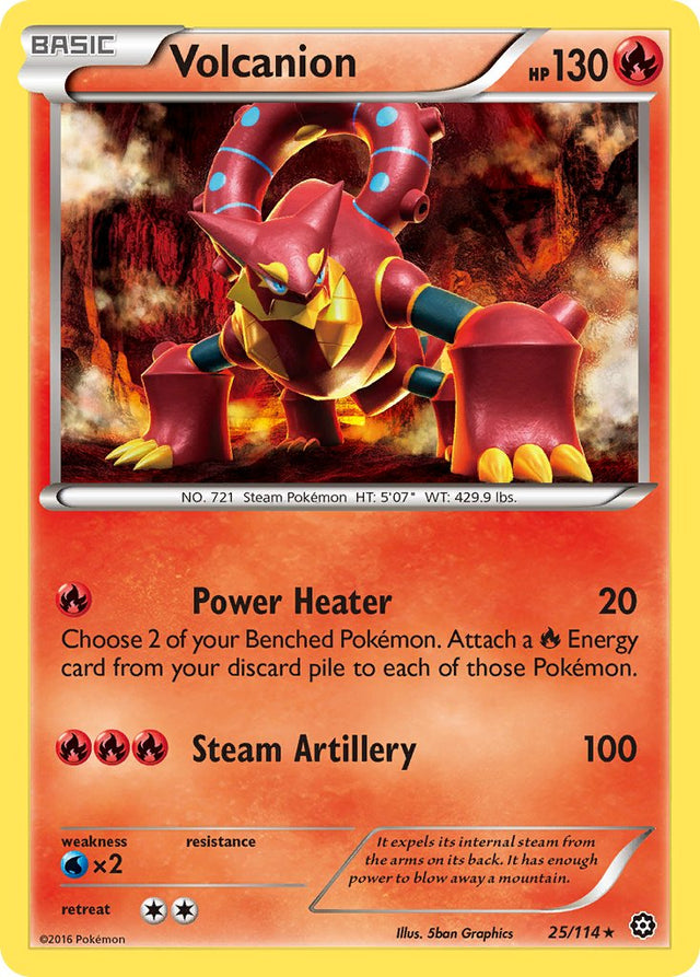 Volcanion (25/114) (Cracked Ice Holo) (Theme Deck Exclusive) [XY: Steam Siege] - PCA Designer Toys