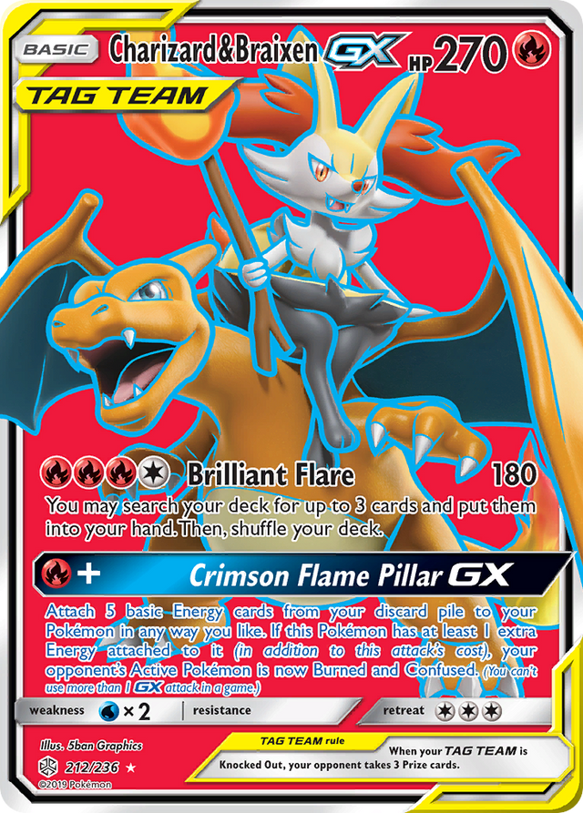 Charizard & Braixen GX (212/236) [Sun & Moon: Cosmic Eclipse] - PCA Designer Toys