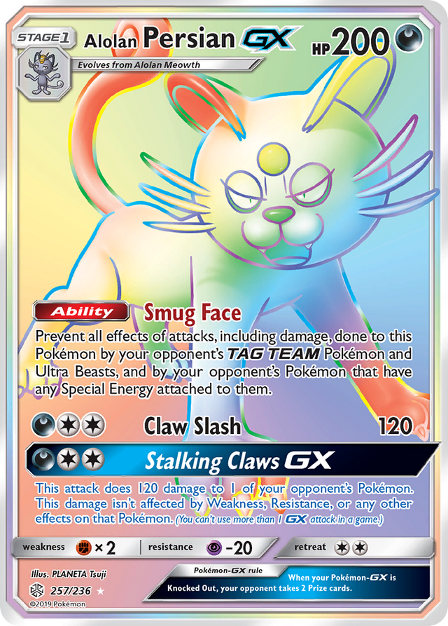 Alolan Persian GX (257/236) [Sun & Moon: Cosmic Eclipse] - PCA Designer Toys