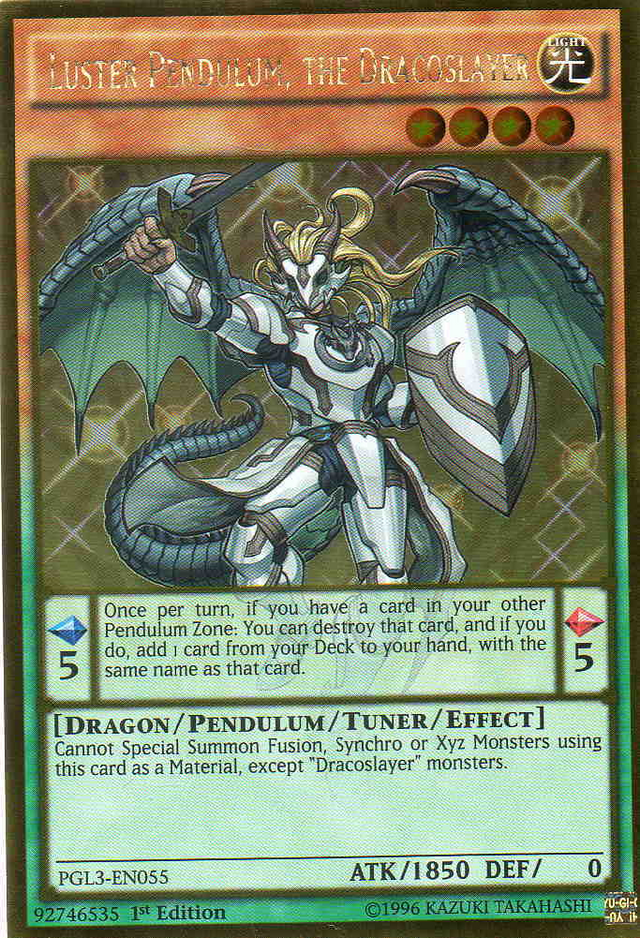 Luster Pendulum, the Dracoslayer [PGL3-EN055] Gold Rare - PCA Designer Toys