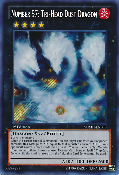 Number 57: Tri-Head Dust Dragon [NUMH-EN030] Secret Rare - PCA Designer Toys