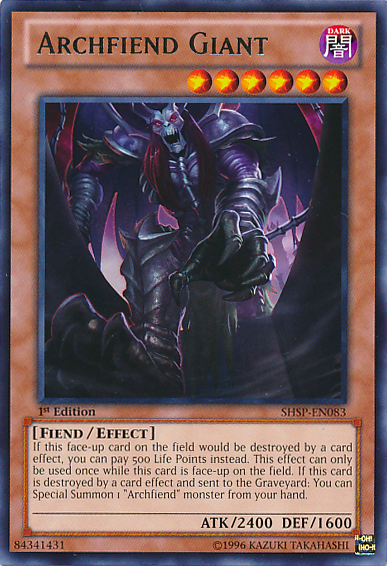 Archfiend Giant [SHSP-EN083] Rare - PCA Designer Toys