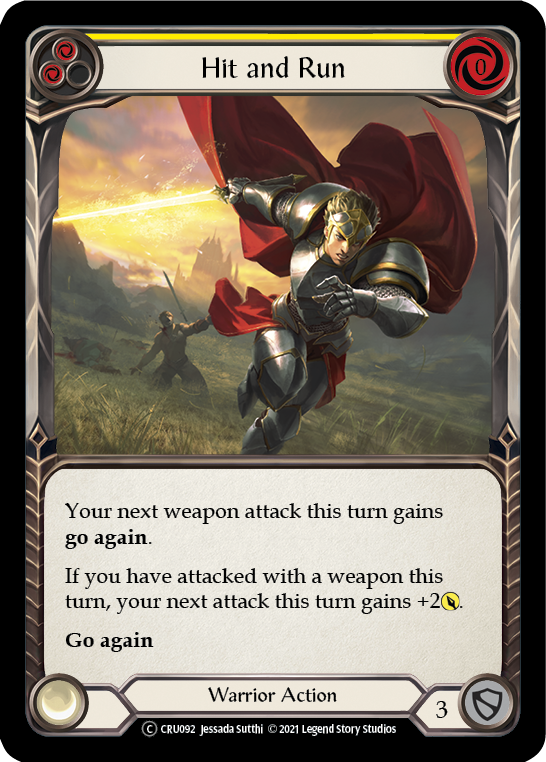 Hit and Run (Yellow) [U-CRU092] (Crucible of War Unlimited)  Unlimited Rainbow Foil - PCA Designer Toys