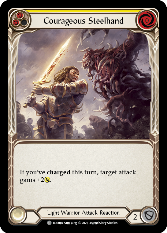Courageous Steelhand (Yellow) [BOL018] (Monarch Boltyn Blitz Deck) - PCA Designer Toys