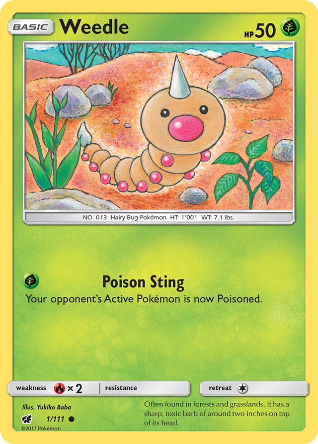 Weedle (1/111) [Sun & Moon: Crimson Invasion] - PCA Designer Toys