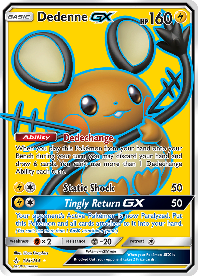 Dedenne GX (195/214) [Sun & Moon: Unbroken Bonds] - PCA Designer Toys