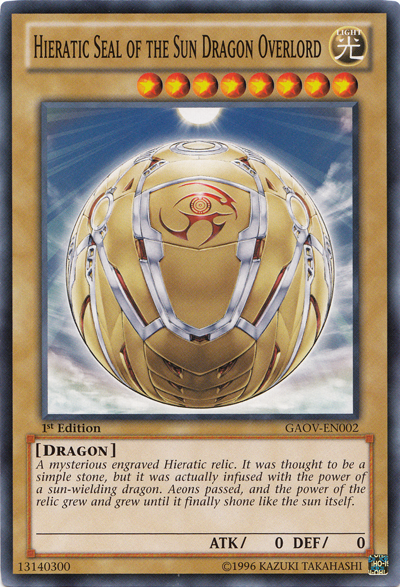 Hieratic Seal of the Sun Dragon Overlord [GAOV-EN002] Common - PCA Designer Toys