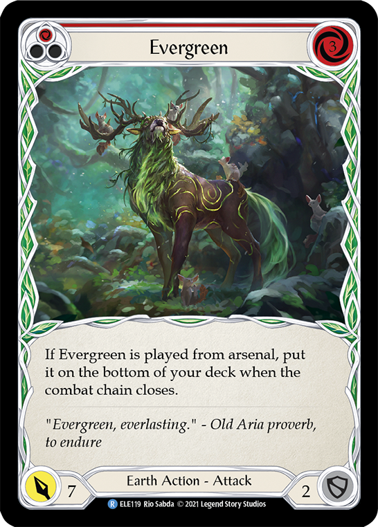 Evergreen (Red) [ELE119] (Tales of Aria)  1st Edition Rainbow Foil - PCA Designer Toys