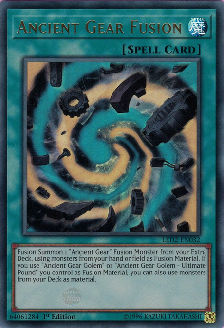 Ancient Gear Fusion [LED2-EN032] Ultra Rare - PCA Designer Toys