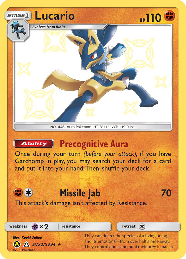 Lucario (SV22/SV94) [Sun & Moon: Hidden Fates - Shiny Vault] - PCA Designer Toys