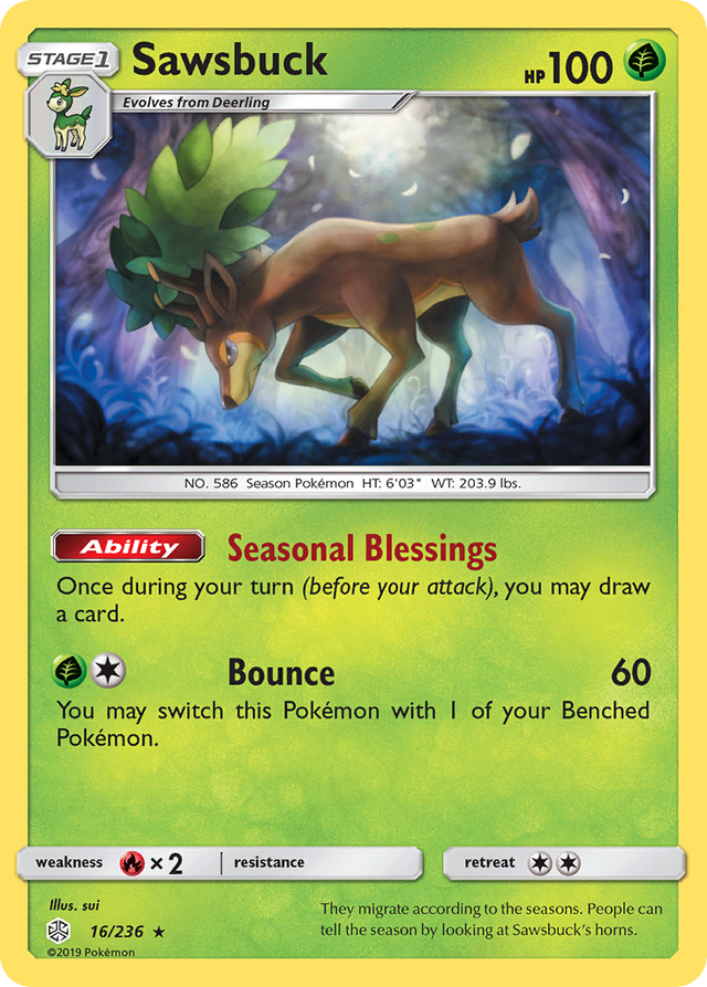 Sawsbuck (16/236) [Sun & Moon: Cosmic Eclipse] - PCA Designer Toys