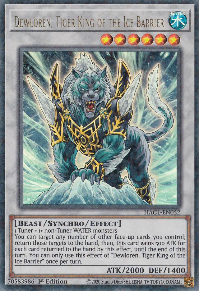 Dewloren, Tiger King of the Ice Barrier (Duel Terminal) [HAC1-EN052] Parallel Rare - PCA Designer Toys
