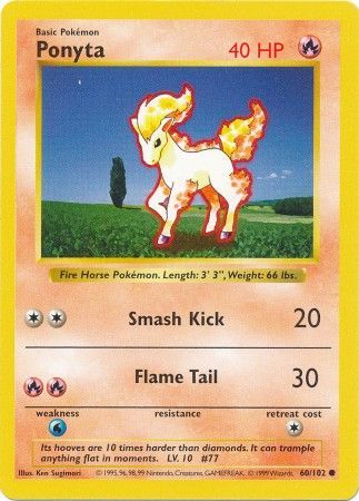 Ponyta (60/102) [Base Set Shadowless Unlimited] - PCA Designer Toys