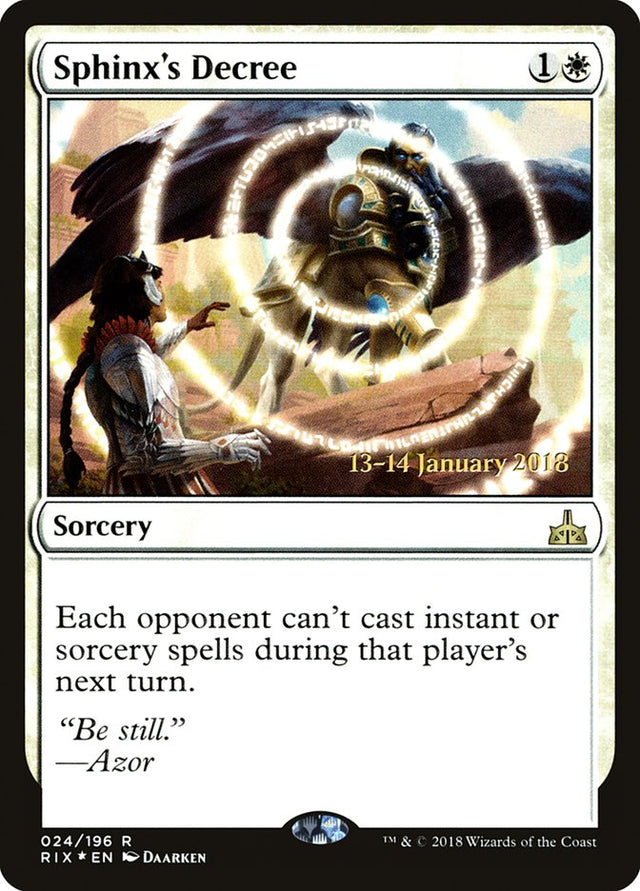 Sphinx's Decree [Rivals of Ixalan Prerelease Promos] - PCA Designer Toys