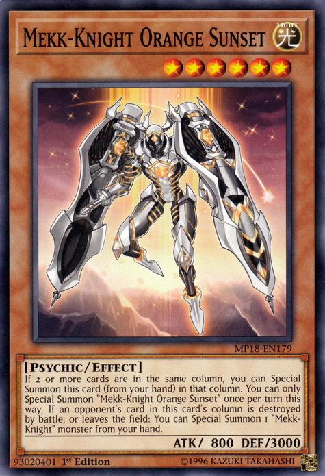 Mekk-Knight Orange Sunset [MP18-EN179] Common - PCA Designer Toys
