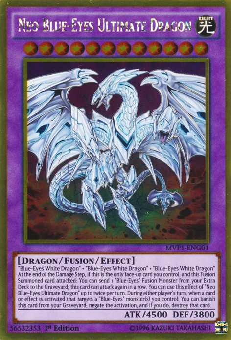 Neo Blue-Eyes Ultimate Dragon [MVP1-ENG01] Gold Rare - PCA Designer Toys