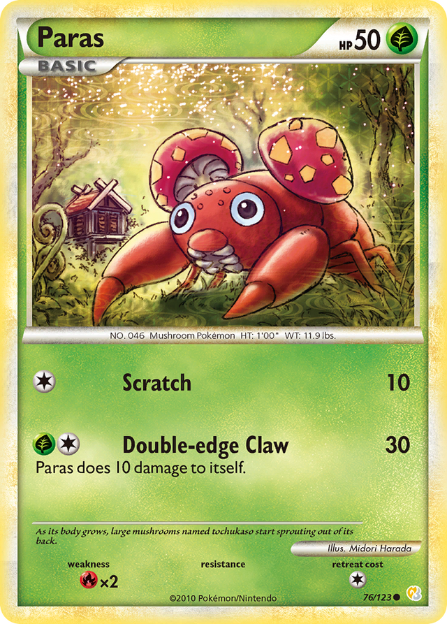 Paras (76/123) [HeartGold & SoulSilver: Base Set] - PCA Designer Toys