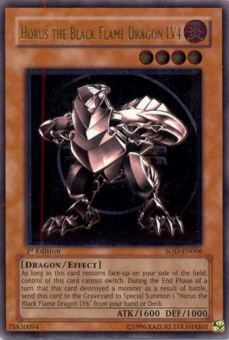 Horus The Black Flame Dragon LV4 [SOD-EN006] Ultimate Rare - PCA Designer Toys