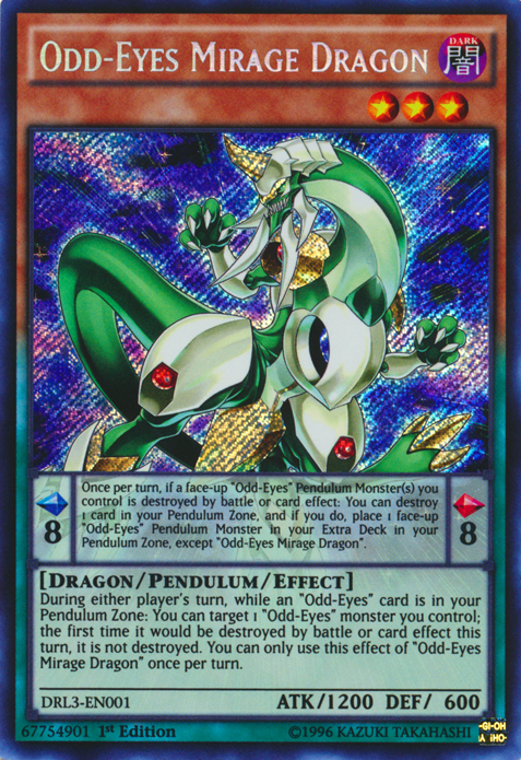 Odd-Eyes Mirage Dragon [DRL3-EN001] Secret Rare - PCA Designer Toys
