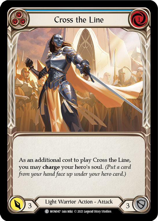 Cross the Line (Blue) [MON047-RF] (Monarch)  1st Edition Rainbow Foil - PCA Designer Toys